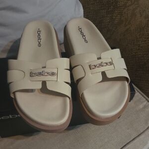 Bebe Women's Beige Slide Sandals